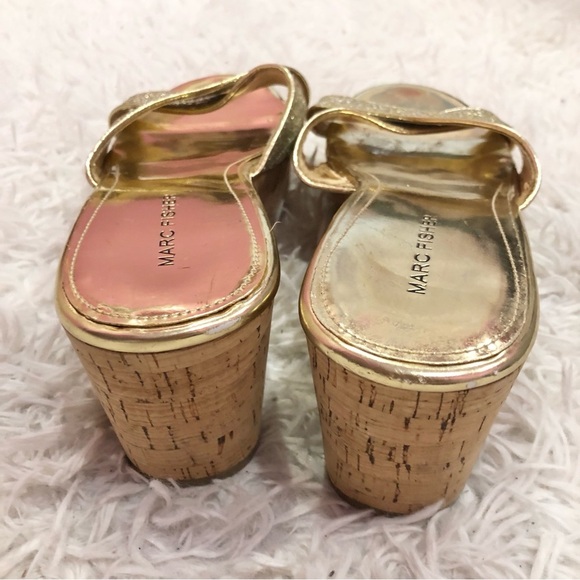 Marc Fisher Cilla 2 Glitter Heel Wedges Gold 9‎ - Picture 4 of 12